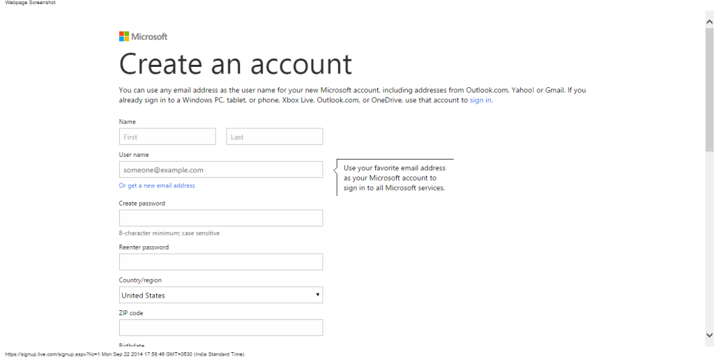 Sign up for  Microsoft bing ads account